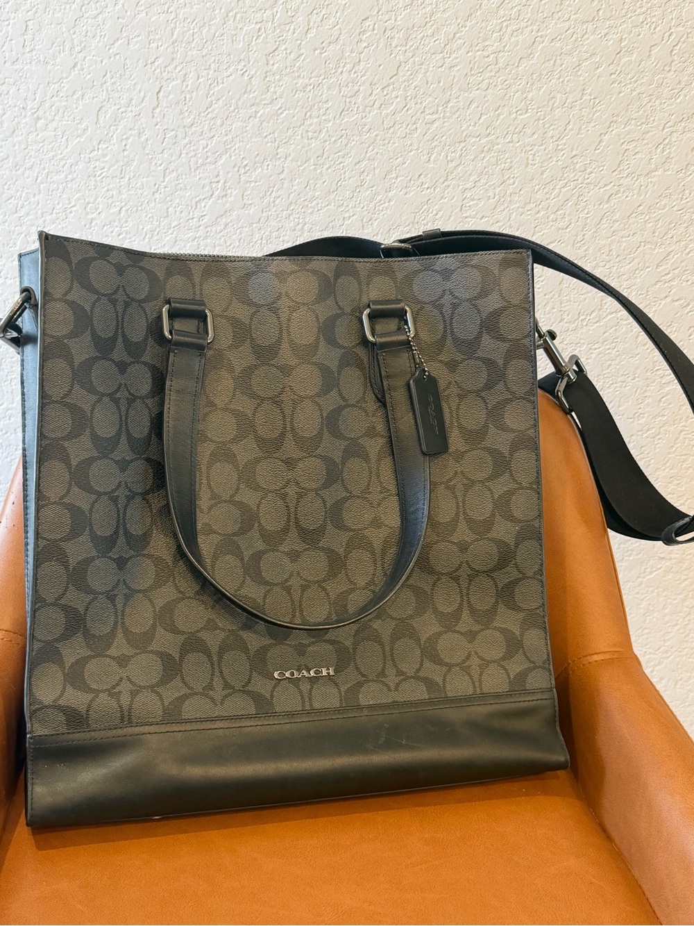 Coach Graham Structured Tote C3232 Signature Canvas Charcoal Black Crossbody